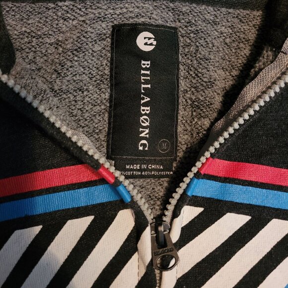 Billabong Zip Up Logo Jacket Size M Heathered Black Charcoal Pockets Streetwear - Picture 4 of 9